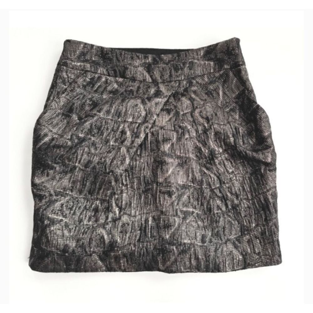 Karen Millen England bronze metallic 6 jacquard mini skirt